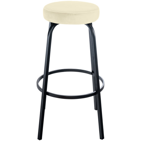Tabouret de bar en velours Kamari crème