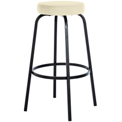 Tabouret de bar en velours Kamari crème