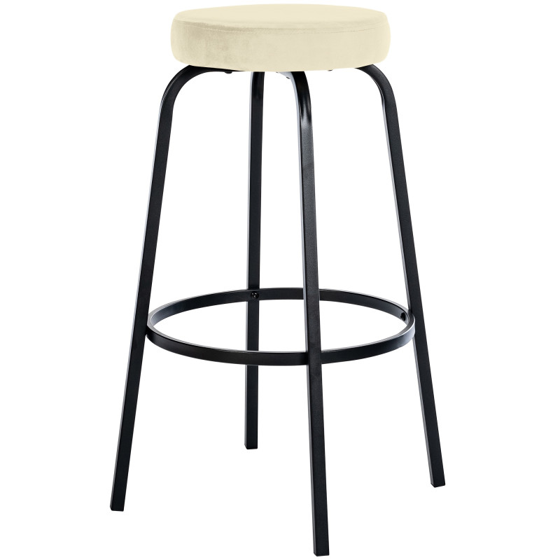 Tabouret de bar en velours Kamari, crème