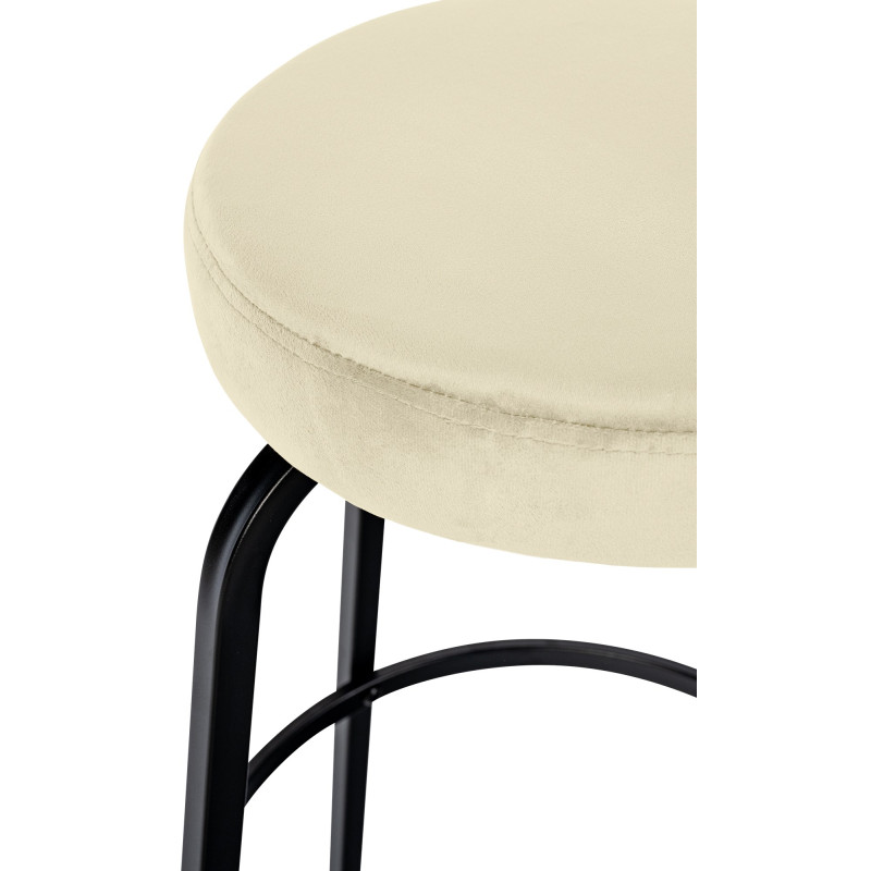 Tabouret de bar en velours Kamari, crème