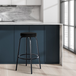 Tabouret de bar en velours Kamari noir