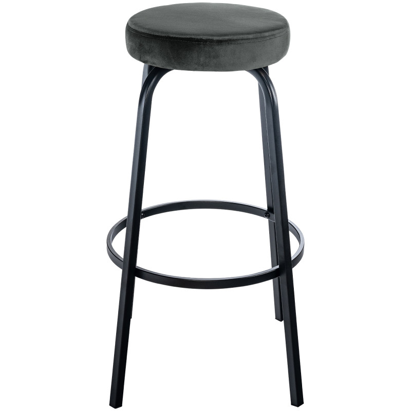 Tabouret de bar Kamari en velours gris foncé