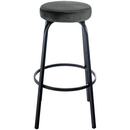 Tabouret de bar Kamari en velours gris foncé