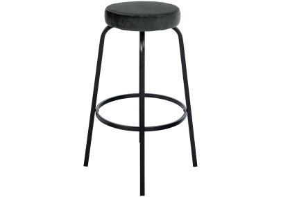 Tabouret de bar Kamari en velours gris foncé