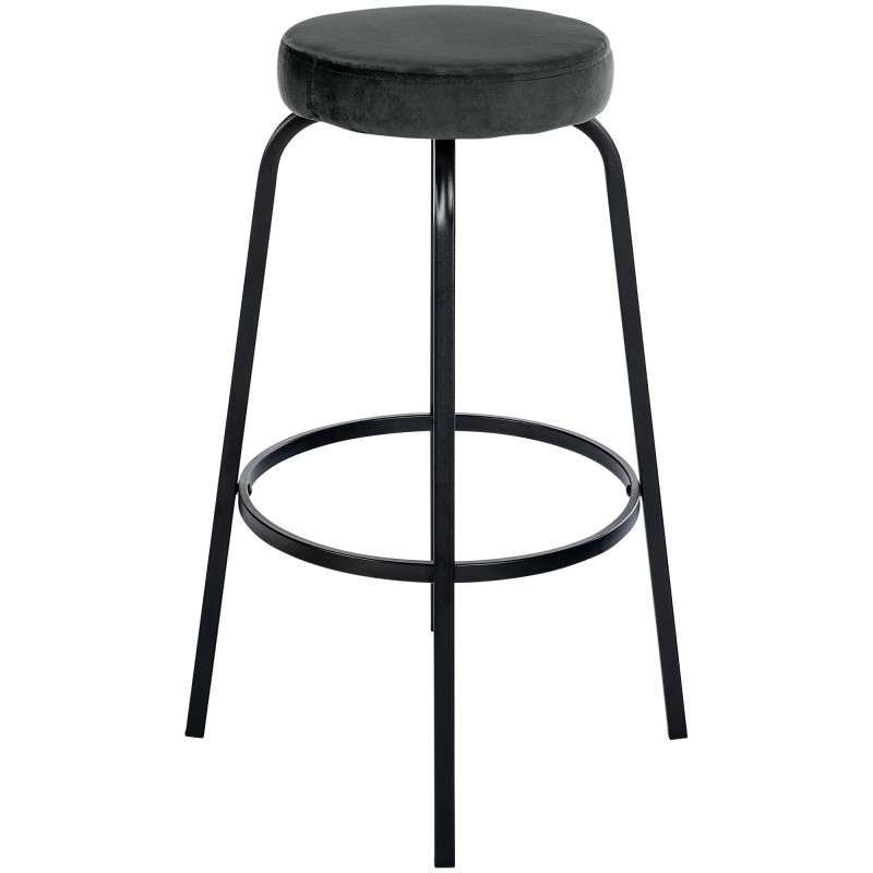 Tabouret de bar Kamari en velours gris foncé