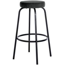 Tabouret de bar en velours Kamari gris foncé