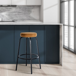 Taburete de bar Kamari de terciopelo, café