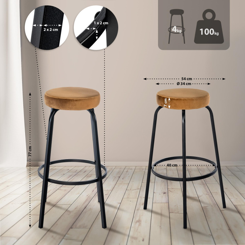 Tabouret de bar en velours Kamari, café