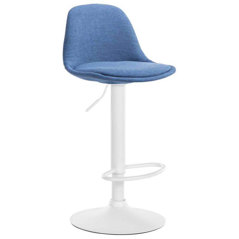 Tabouret de bar Kiel en tissu blanc bleu