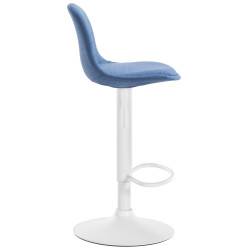 Tabouret de bar Kiel en tissu blanc bleu