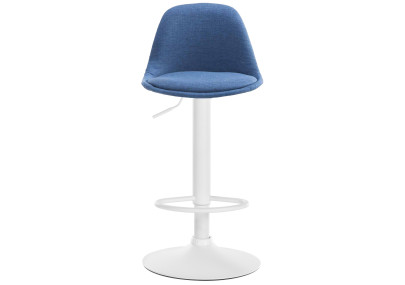 Tabouret de bar Kiel en tissu blanc et bleu