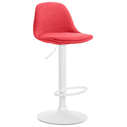 Tabouret de bar Kiel en tissu blanc rouge