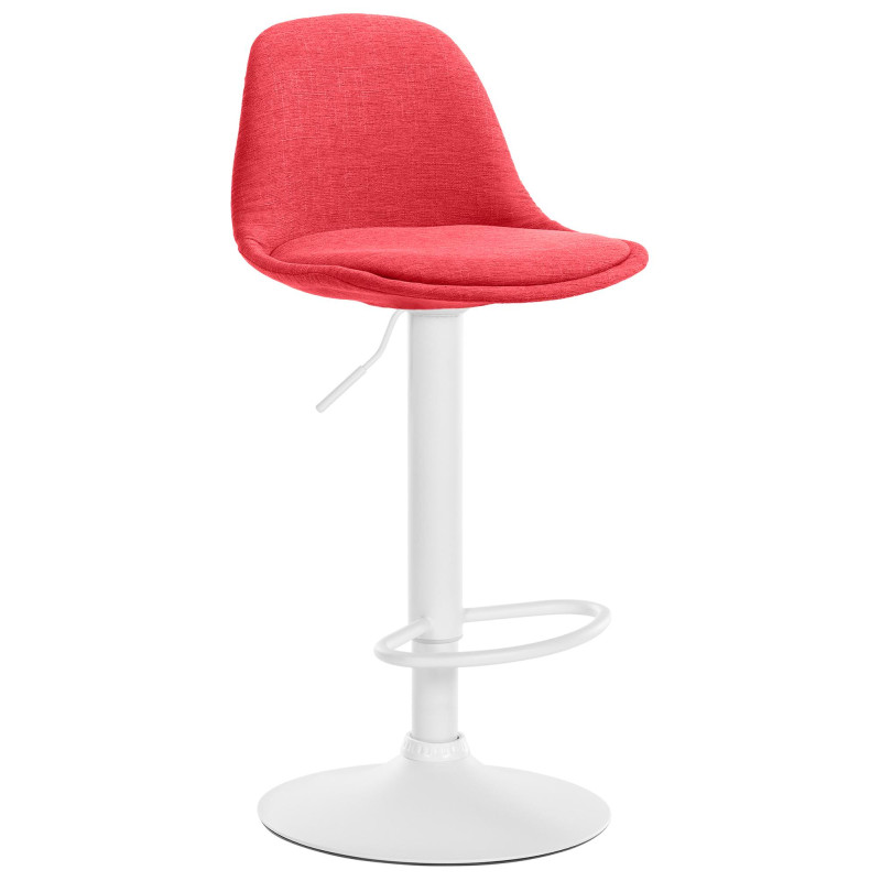 Tabouret de bar Kiel en tissu blanc rouge