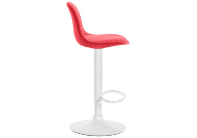 Tabouret de bar Kiel en tissu blanc et rouge