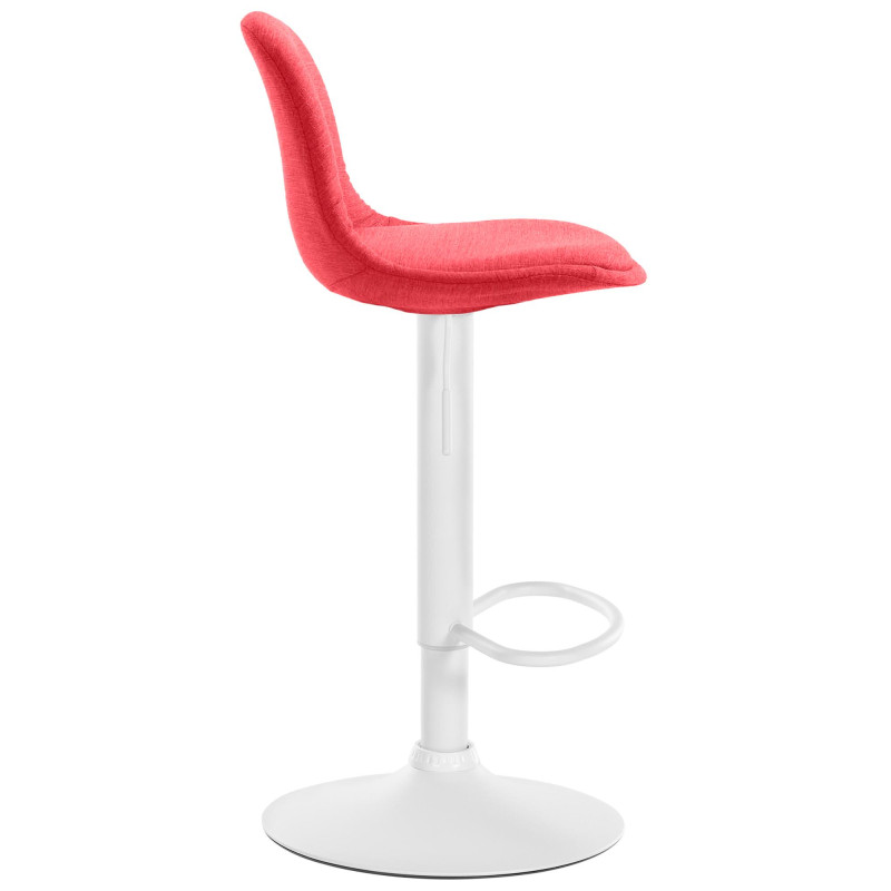 Tabouret de bar Kiel en tissu blanc rouge
