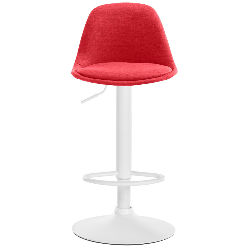 Tabouret de bar Kiel en tissu blanc rouge