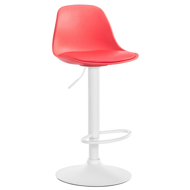 Tabouret de bar Kiel, similicuir, blanc rouge