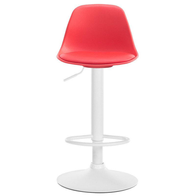 Tabouret de bar Kiel, similicuir, blanc rouge