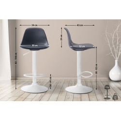 Tabouret de bar Kiel, similicuir, blanc noir