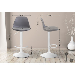 Tabouret de bar Kiel, similicuir, blanc gris