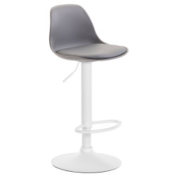 Tabouret de bar Kiel, similicuir, blanc gris
