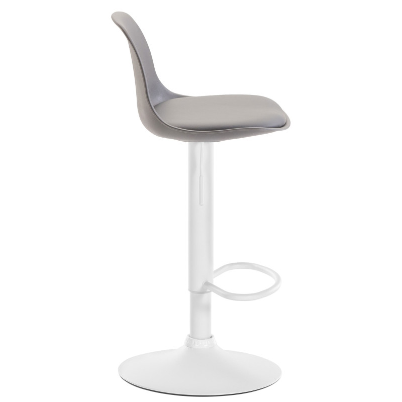 Tabouret de bar Kiel, similicuir, blanc/gris