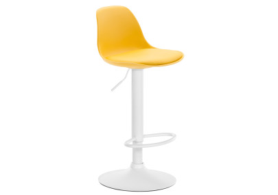 Tabouret de bar Kiel, similicuir, blanc/jaune