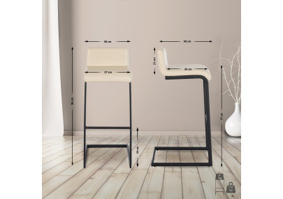 Sgabello da bar Newport, similpelle, B, crema