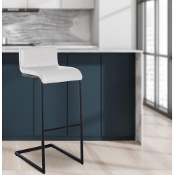 Tabouret de bar Newport, similicuir, B blanc