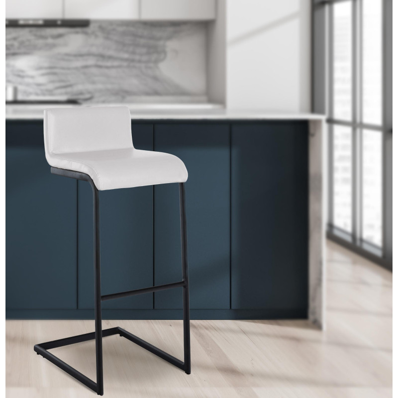 Tabouret de bar Newport, similicuir, blanc