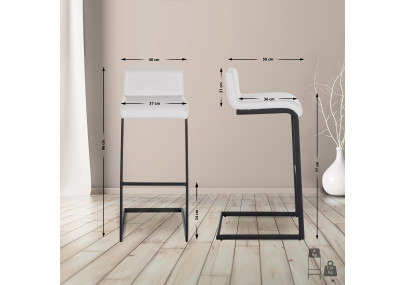 Tabouret de bar Newport, similicuir, blanc
