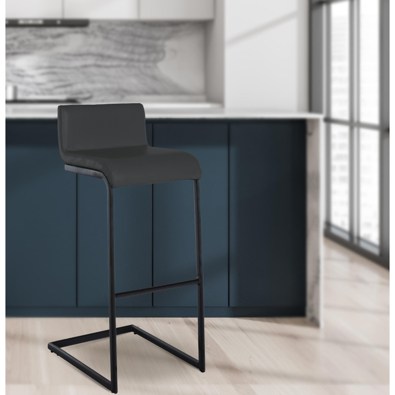 Sgabello da bar Newport, similpelle, grigio scuro