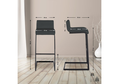 Tabouret de bar Newport, similicuir, gris foncé