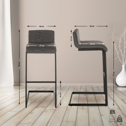 Tabouret de bar Newport, tissu B, gris foncé