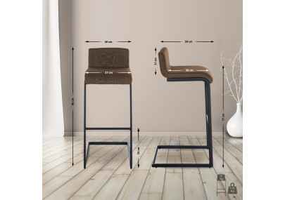 Tabouret de bar Newport, tissu B, marron