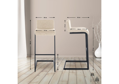 Tabouret de bar Newport, tissu B, crème