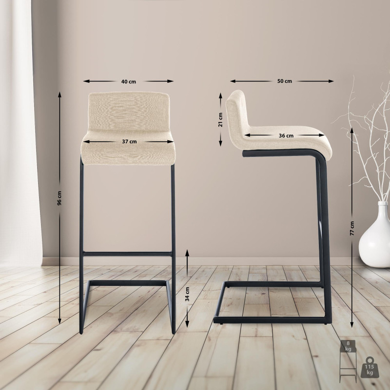 Tabouret de bar Newport, tissu B crème