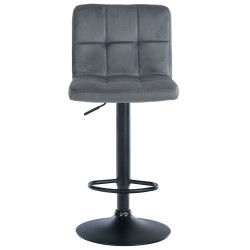 Ensemble de 2 tabourets de bar en velours Pérou, noirs gris foncé