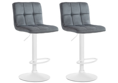Conjunto de 2 banquetas de bar Peru, em veludo, branco/cinza escuro