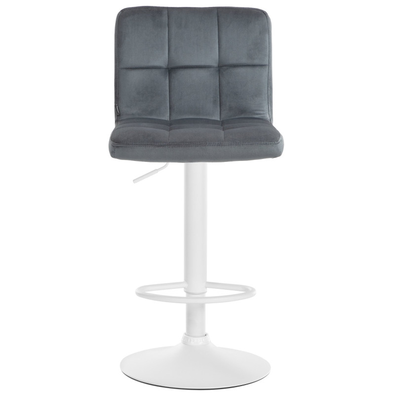 Ensemble de 2 tabourets de bar Peru, velours, blanc/gris foncé