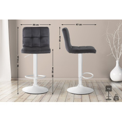 Ensemble de 2 tabourets de bar en velours blanc Pérou noir