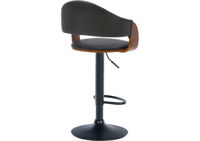 Juego de 2 taburetes de bar Nilse, polipiel, negro, nogal/negro