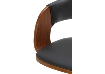 Conjunto de 2 banquetas de bar Nilse, em couro sintético, pretas, cor nogueira/pretas