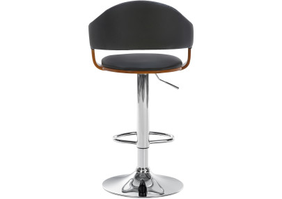 Juego de 2 taburetes de bar Nilse, piel sintética, cromados, nogal/negro