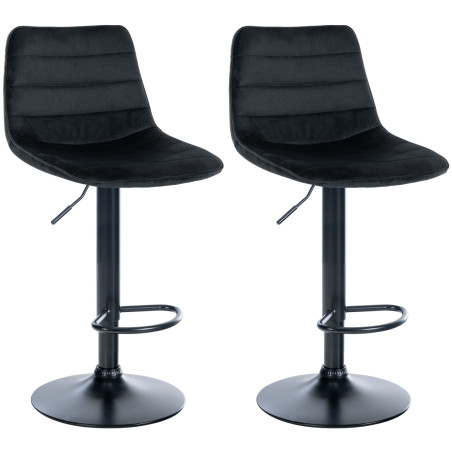 Lot de 2 tabourets de bar Lex en velours noir noir
