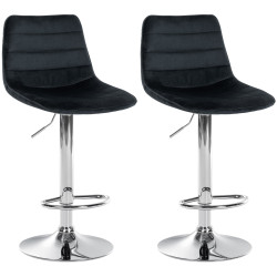 Ensemble de 2 tabourets de bar Lex en velours chromé noir