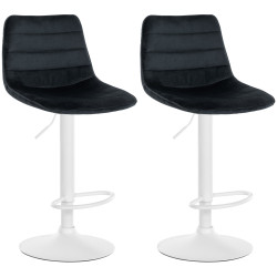 Ensemble de 2 tabourets de bar Lex en velours blanc noir