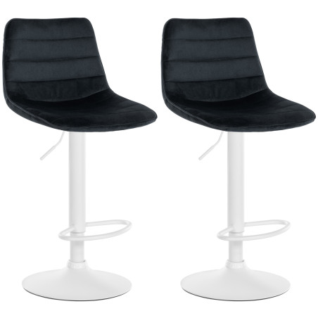 Ensemble de 2 tabourets de bar Lex en velours blanc noir
