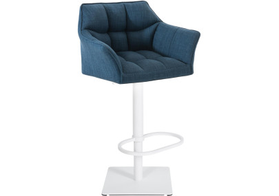 Tabouret de bar Damaso W, tissu bleu