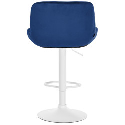 Juego de 2 taburetes de bar Solon, terciopelo blanco, azul